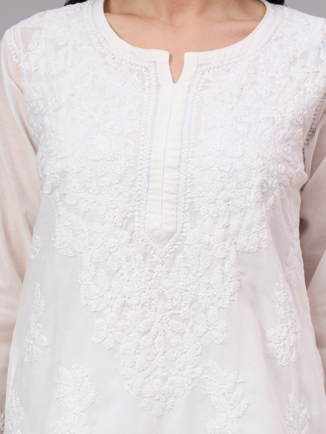 Premium Cotton kurta with inner featuring intricate handcrafted Chikankari embroidery, breathable cotton fabric, and a flattering straight silhouette for everyday elegance.