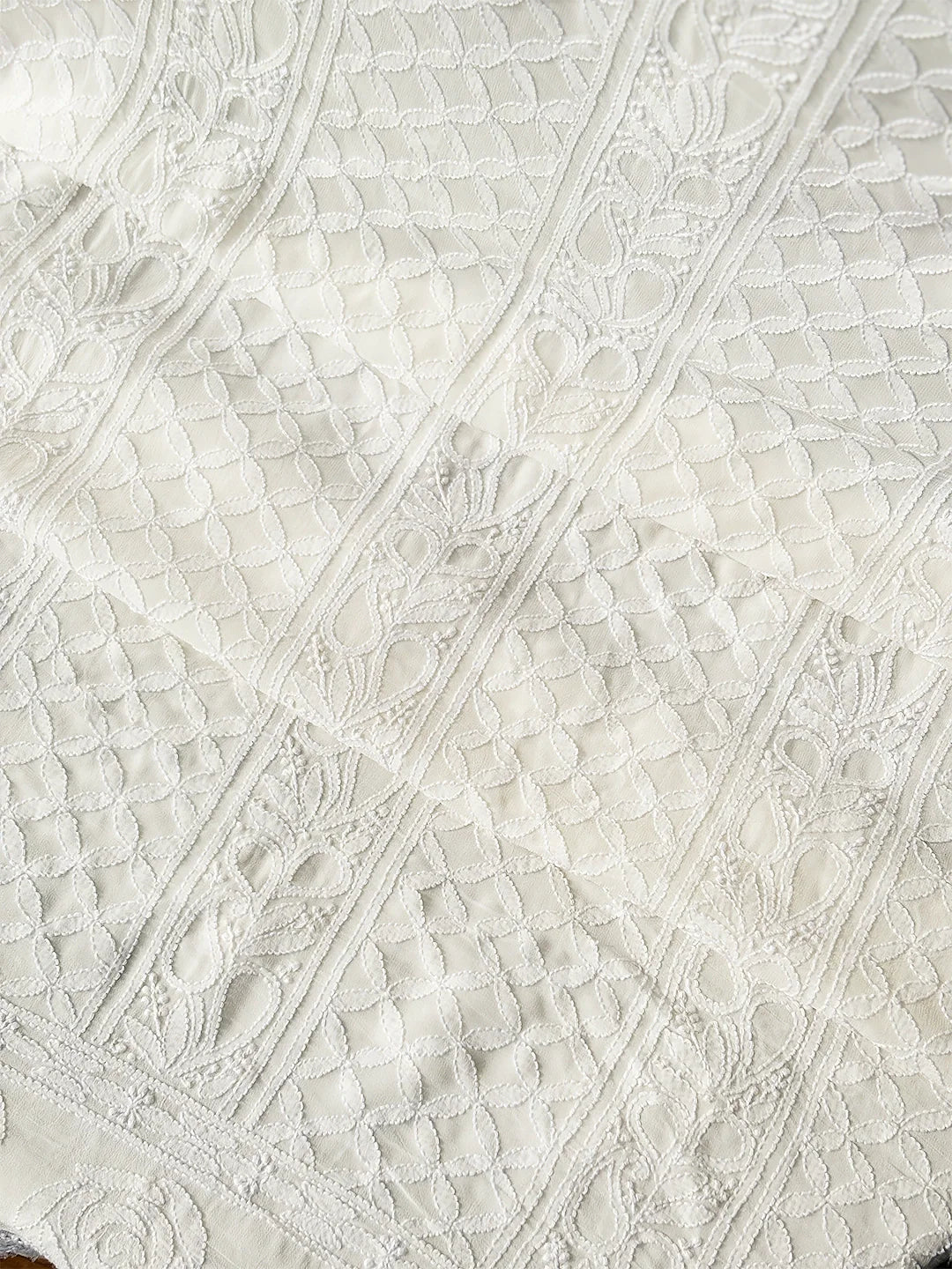 Jasmeet Viscose Chikankari Kurti Piece with Dupatta - White