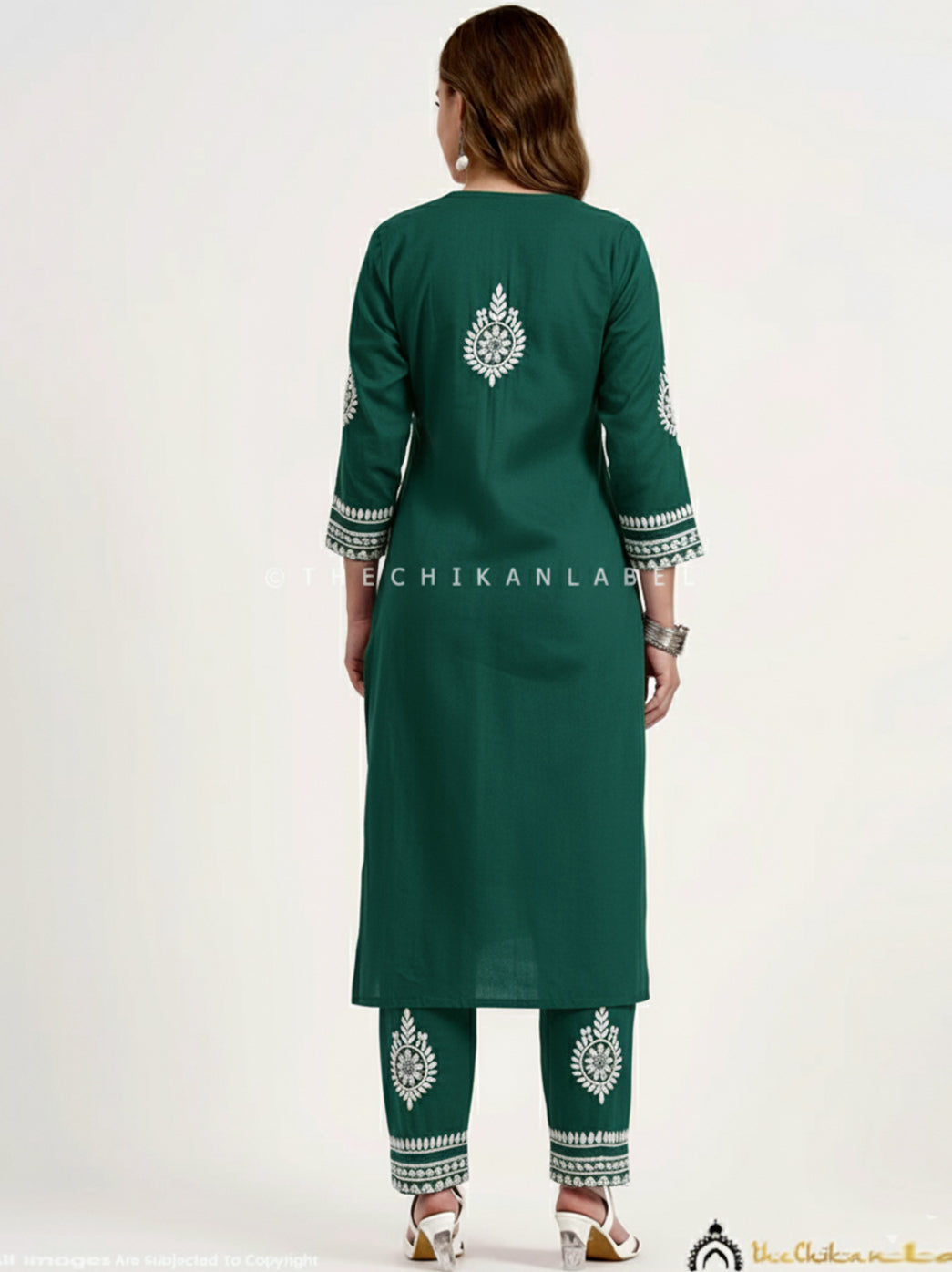 Soft cotton hand embroidered chikankari straight kurta paired with embroidered trousers designed for comfort and elegance