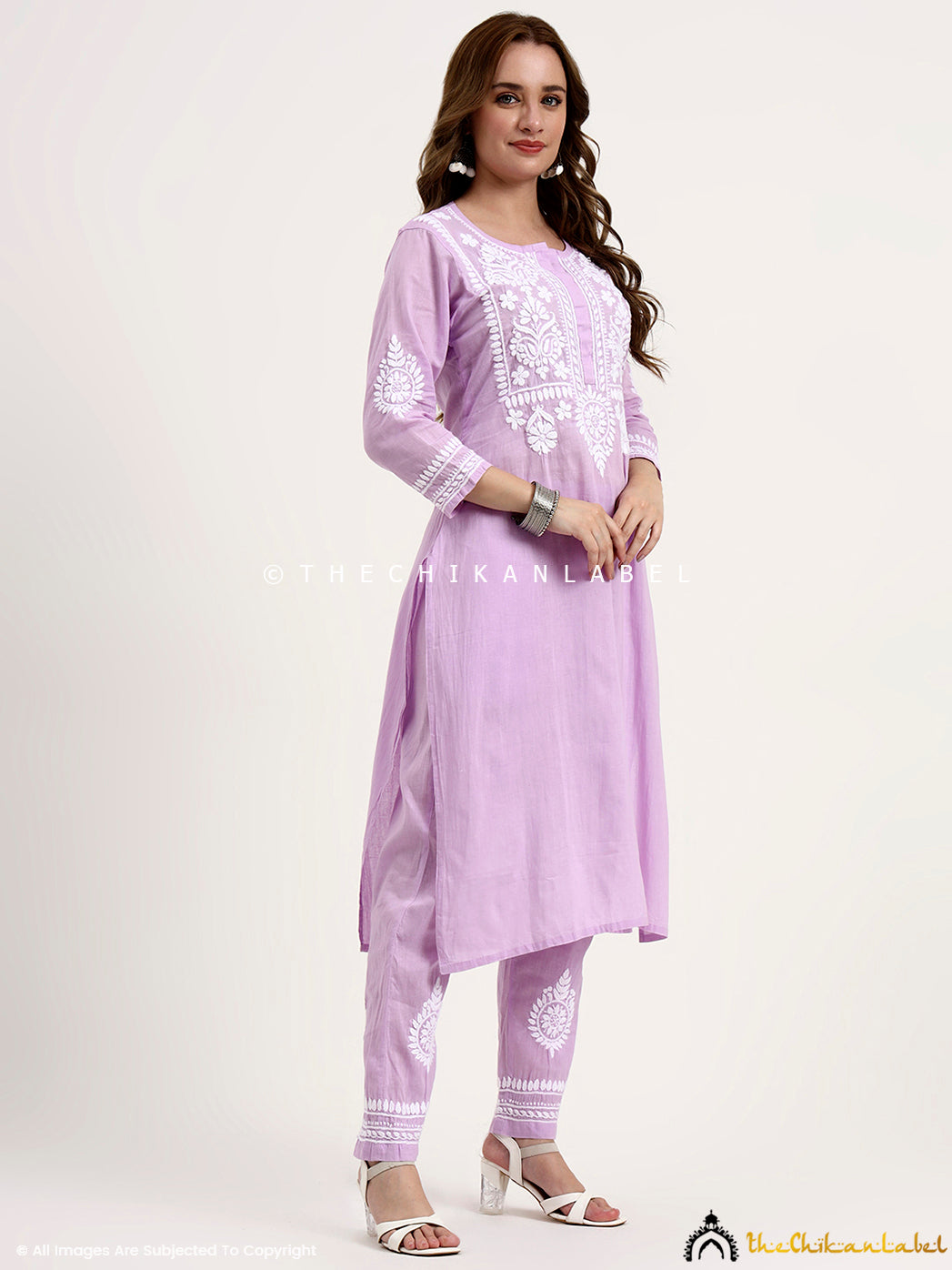 Khadi cotton kurta set with chikankari embroidery and matching pants for festive, office, and everyday ethnic fashion.