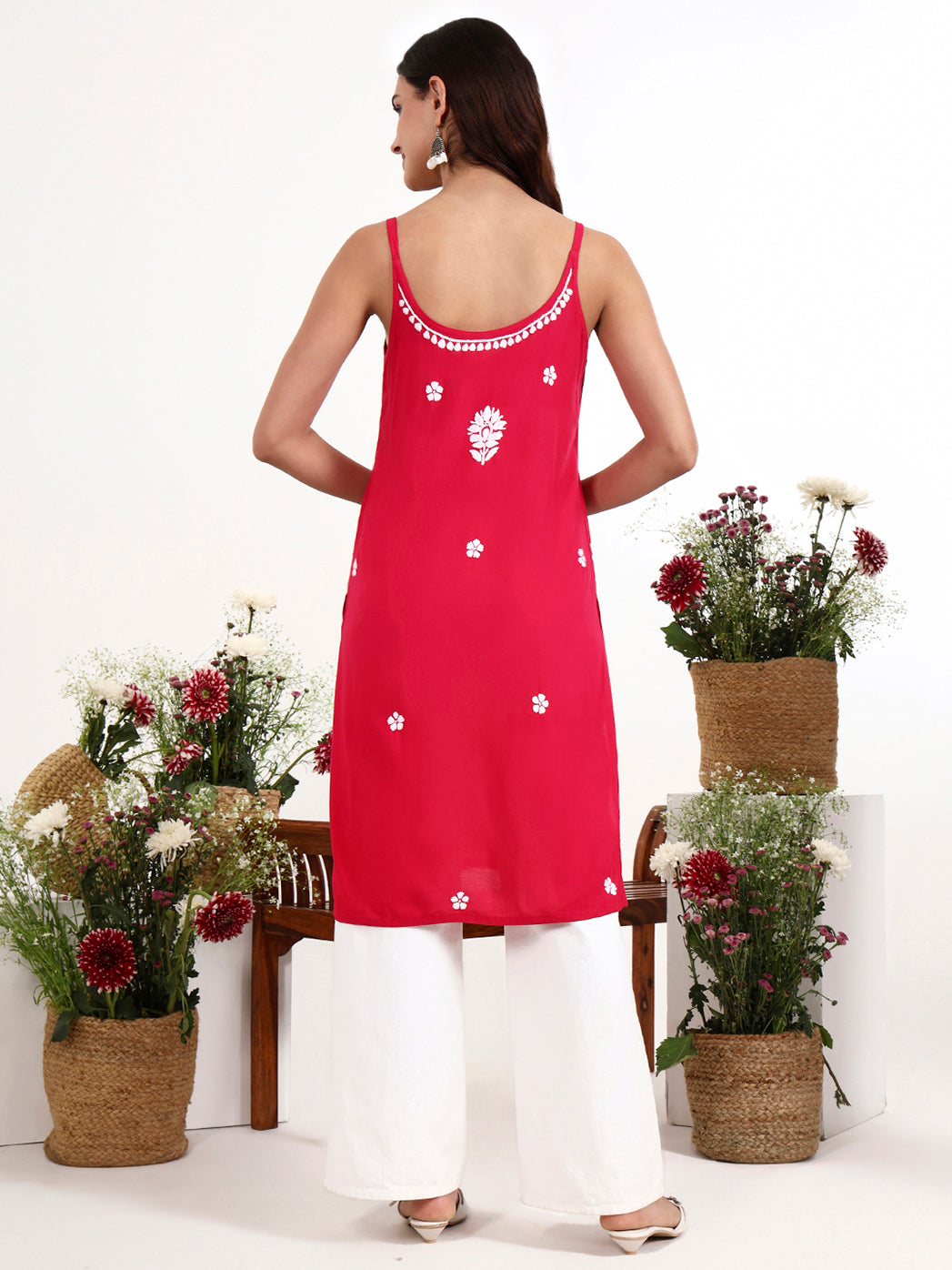 Comfortable rayon strappy kurta with fine embroidery suitable for daily wear and travel