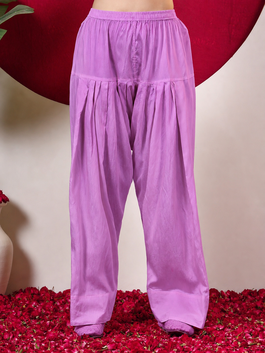 Kashvi Chanderi Chikankari Kurta Farshi Salwar Set with Dupatta - Lavender