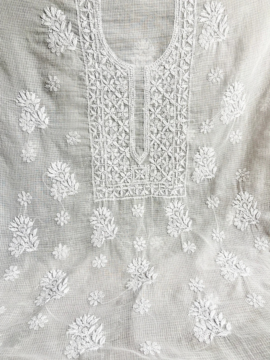 Zayna Kota Cotton Chikankari Kurti Piece with Dupatta - White