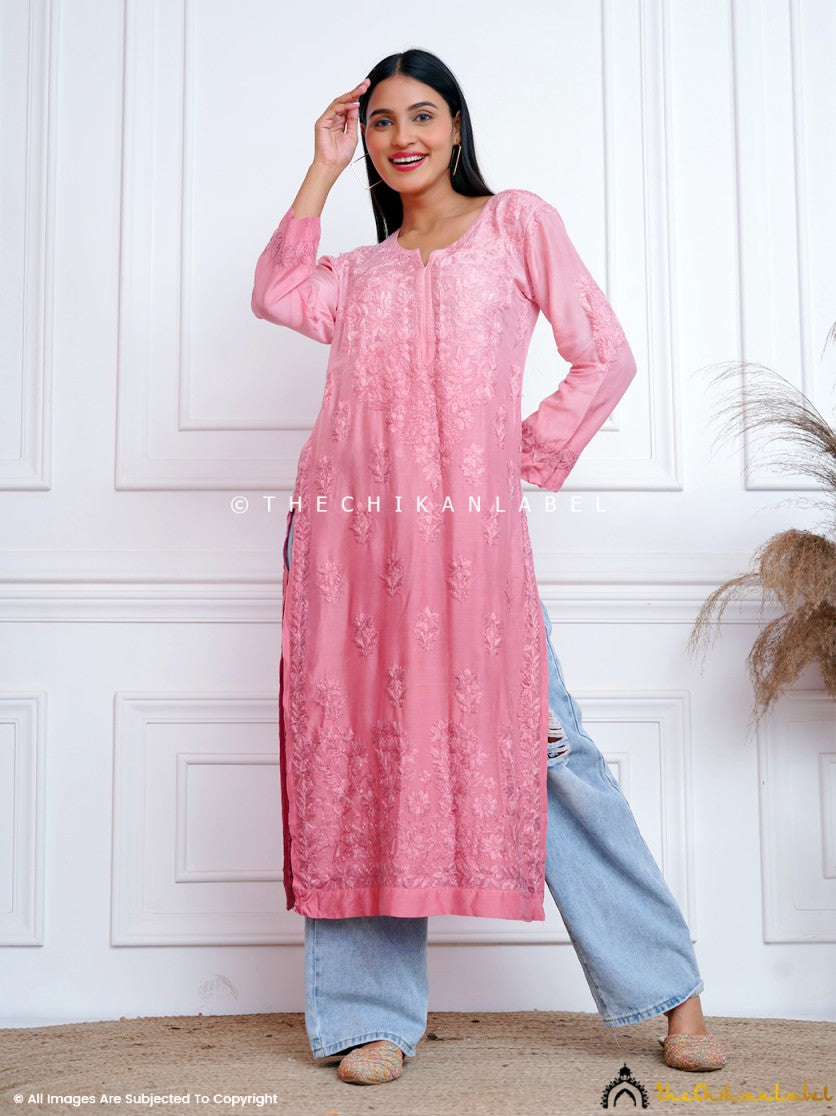 Buy Chikankari Straight Kurti in Muslin Fabric for Women, Shop Lucknow Chikankari Straight Kurtis Online at Best Price Only at Thechikanlabel. 4