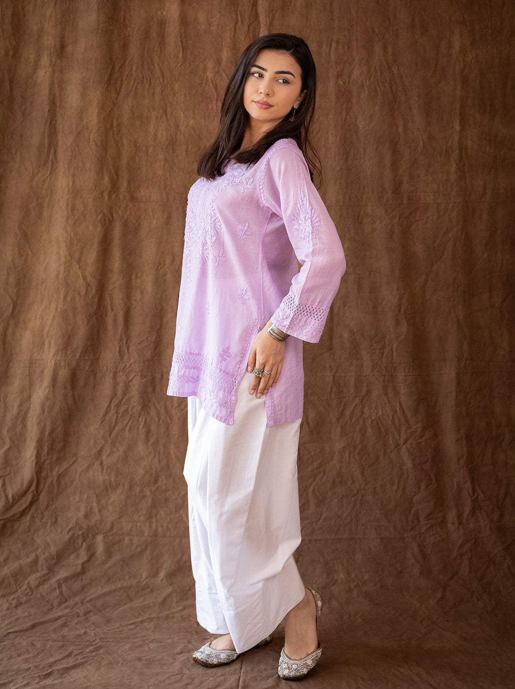 Ethnic kurti farshi salwar set inspired by traditional Lucknow embroidery techniques and graceful heritage silhouettes