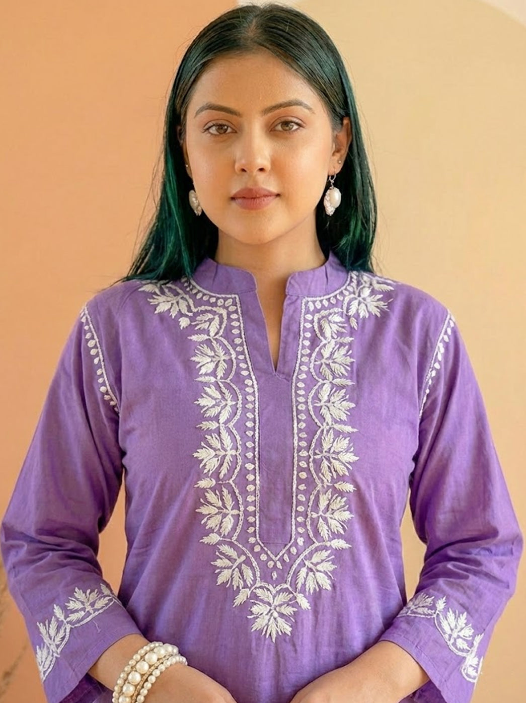 Lavender Cotton Chikankari Farshi Salwar Set