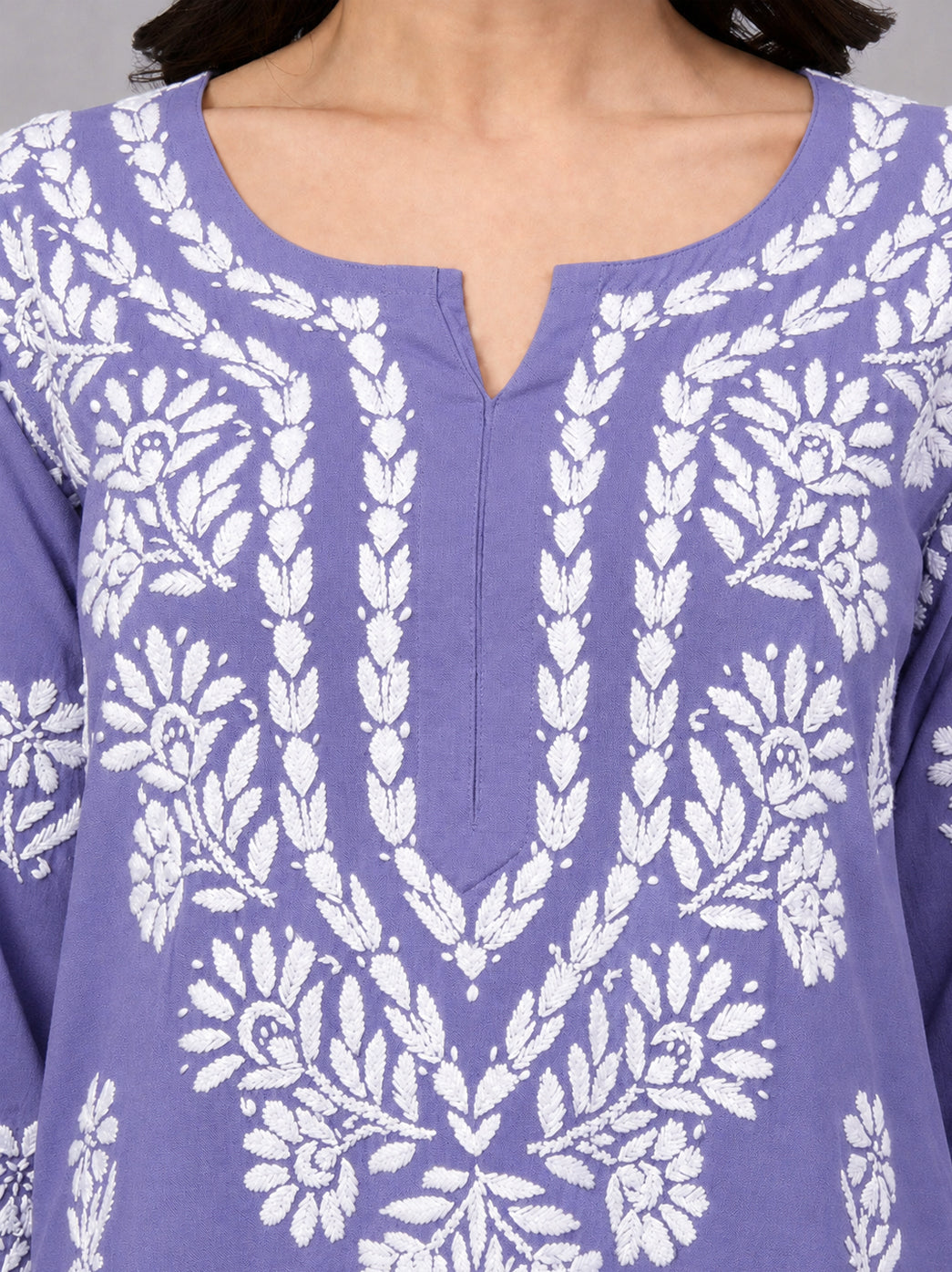 Liba Rayon Chikankari Straight Kurta - Lavender