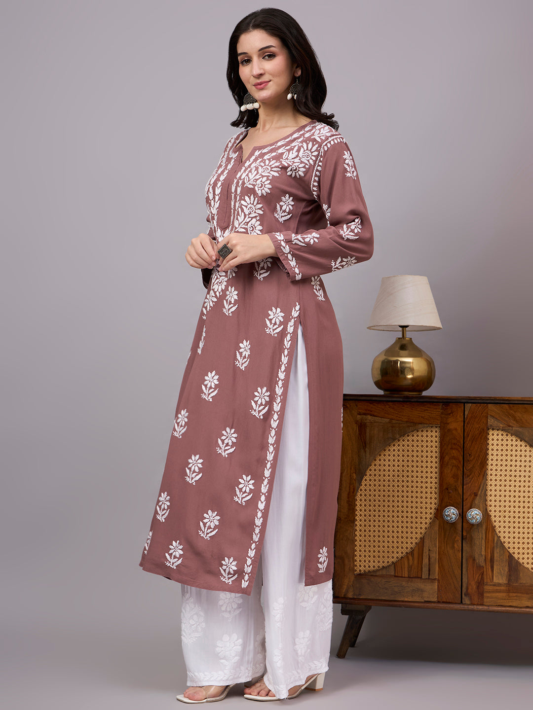 Beautiful handcrafted Chikankari Kurta made from premium rayon fabric with elegant embroidery detailing, perfect for office wear, casual styling, and festive gatherings.