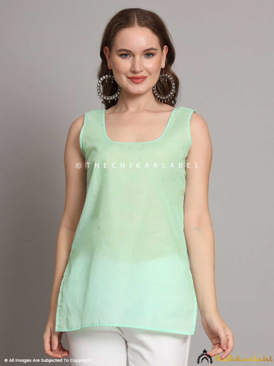 Light Green Cotton Short Inner for Kurti & Kurta