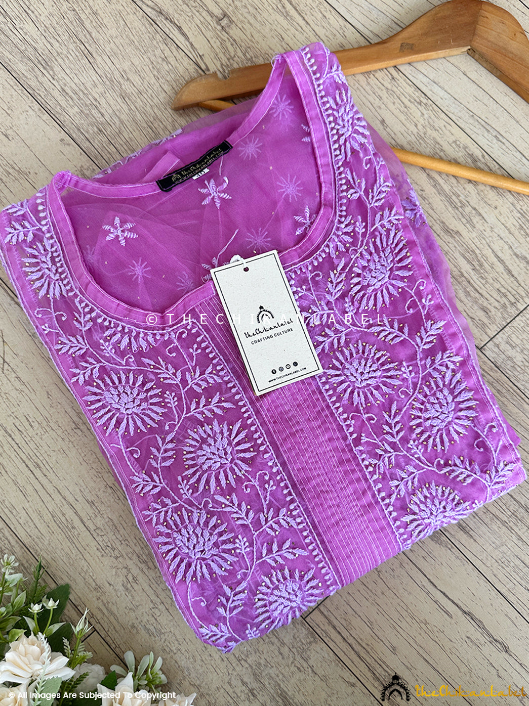 Lilac Nazrana Semi-Stitched Organza Chikankari Suit