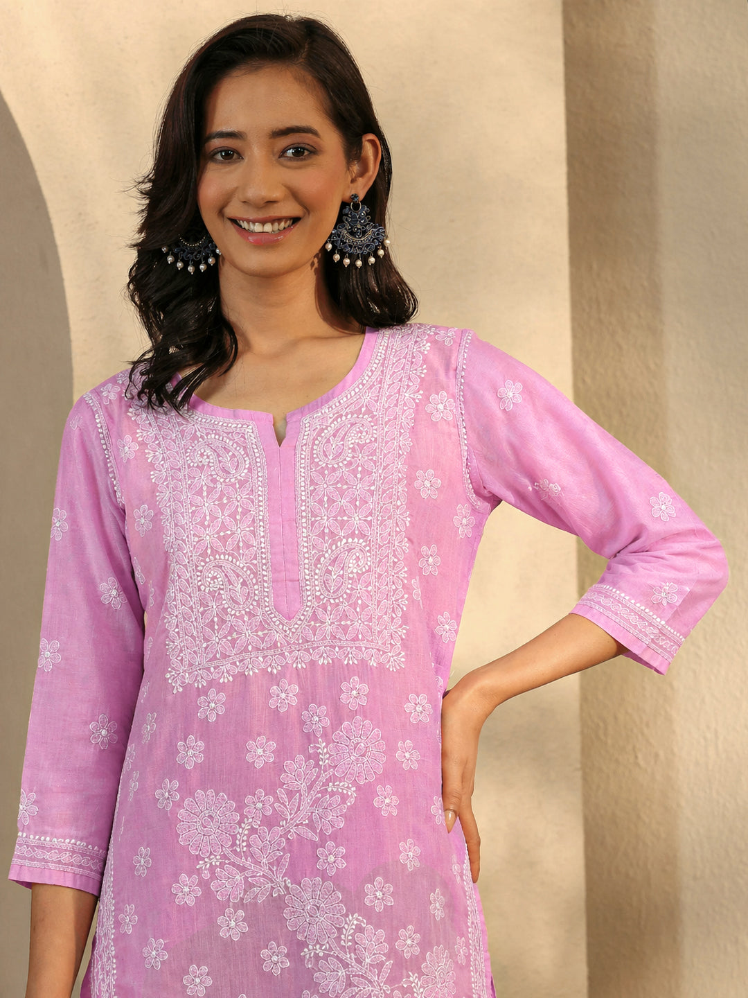 Trending straight kurti with intricate chikankari work designed for women who prefer stylish ethnic outfits