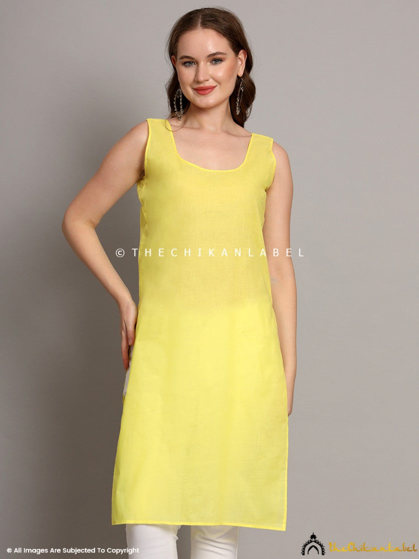 Lime Yellow Cotton Camisole Inners for Kurtis & Kurta