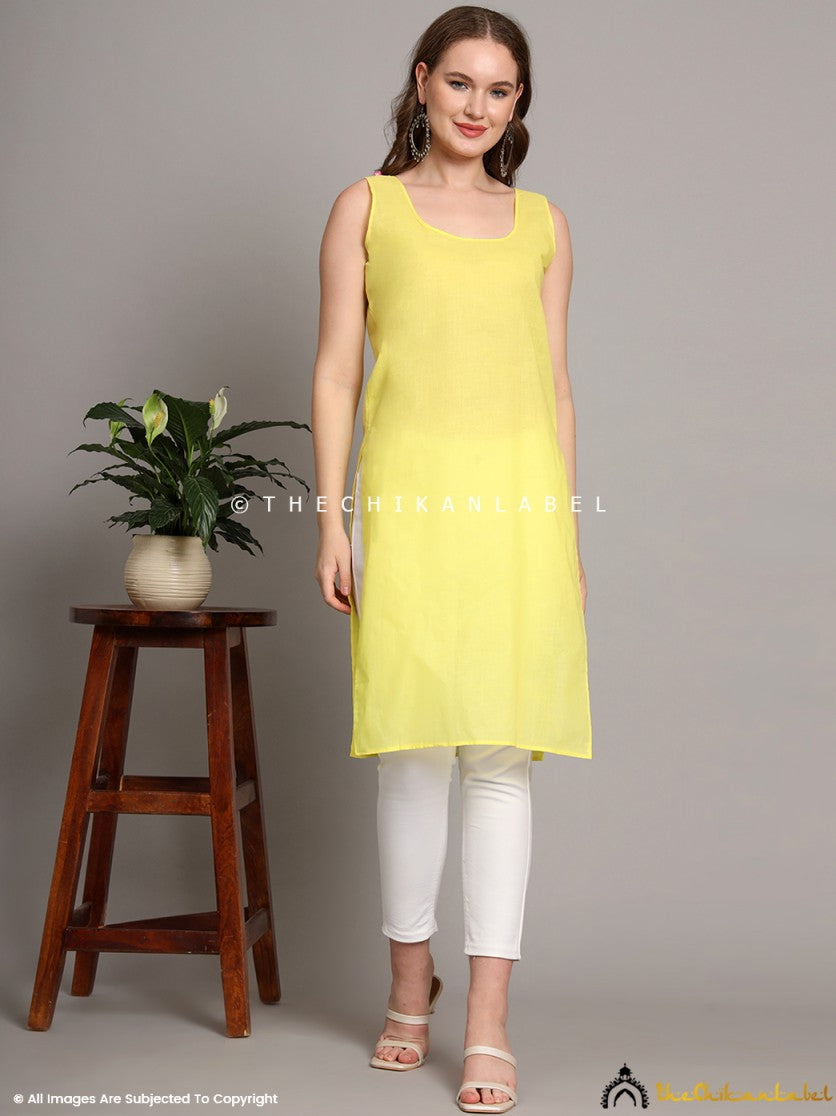 Lime Yellow Cotton Camisole Inners for Kurtis & Kurta