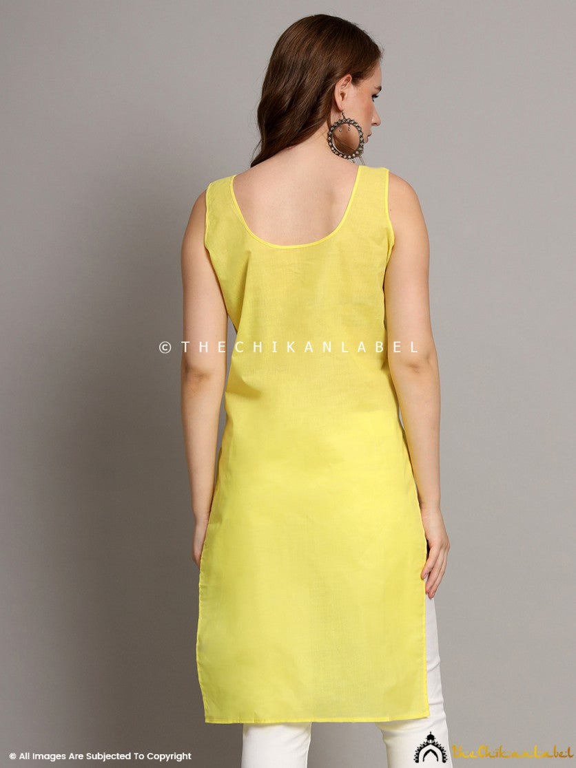 Lime Yellow Cotton Camisole Inners for Kurtis & Kurta