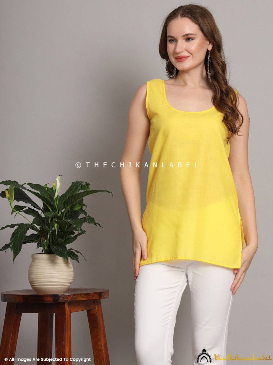 Lime Yellow Cotton Short Inner for Kurti & Kurta