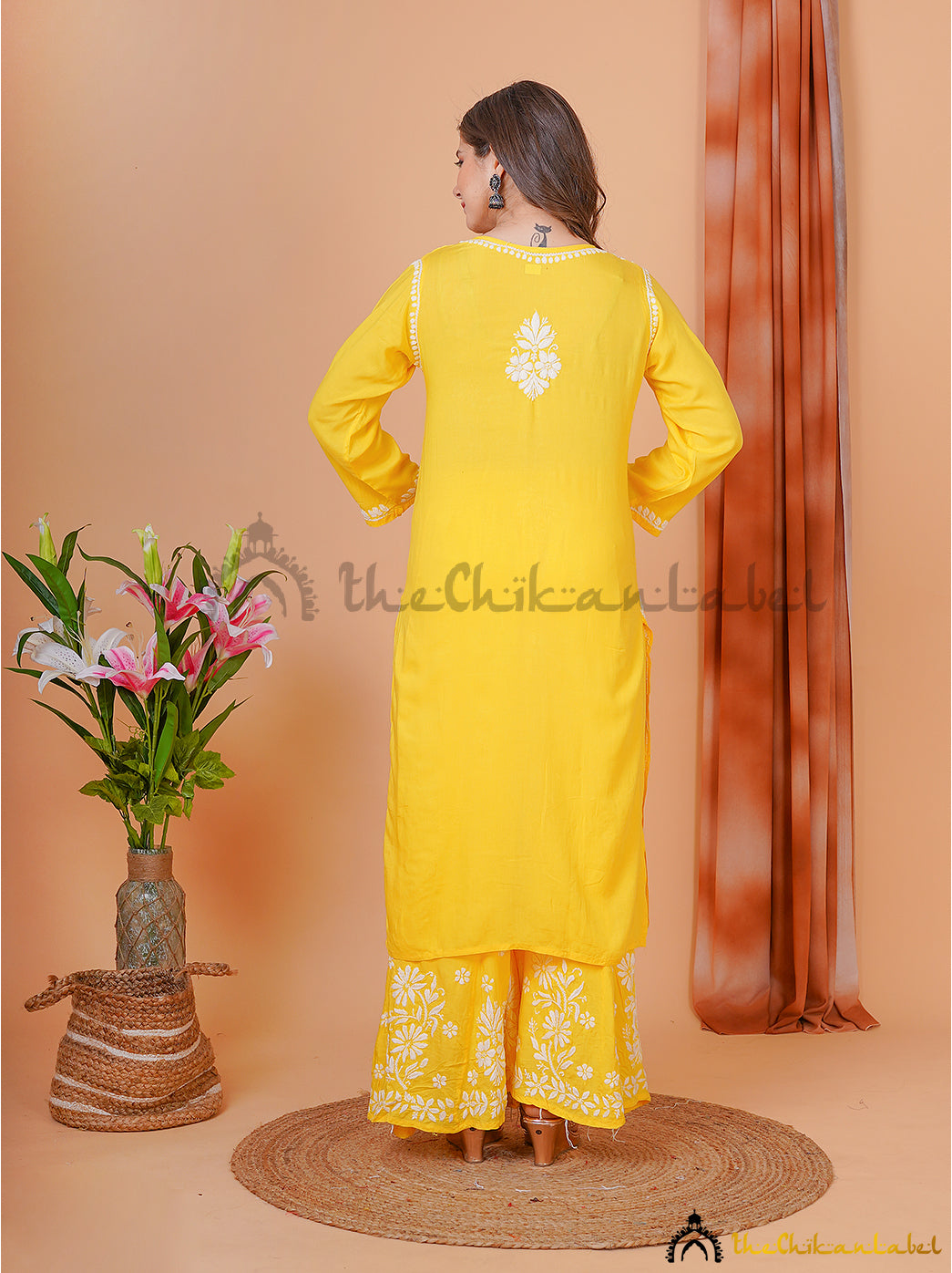 Yellow Modal Chikankari Kurti Palazzo Set