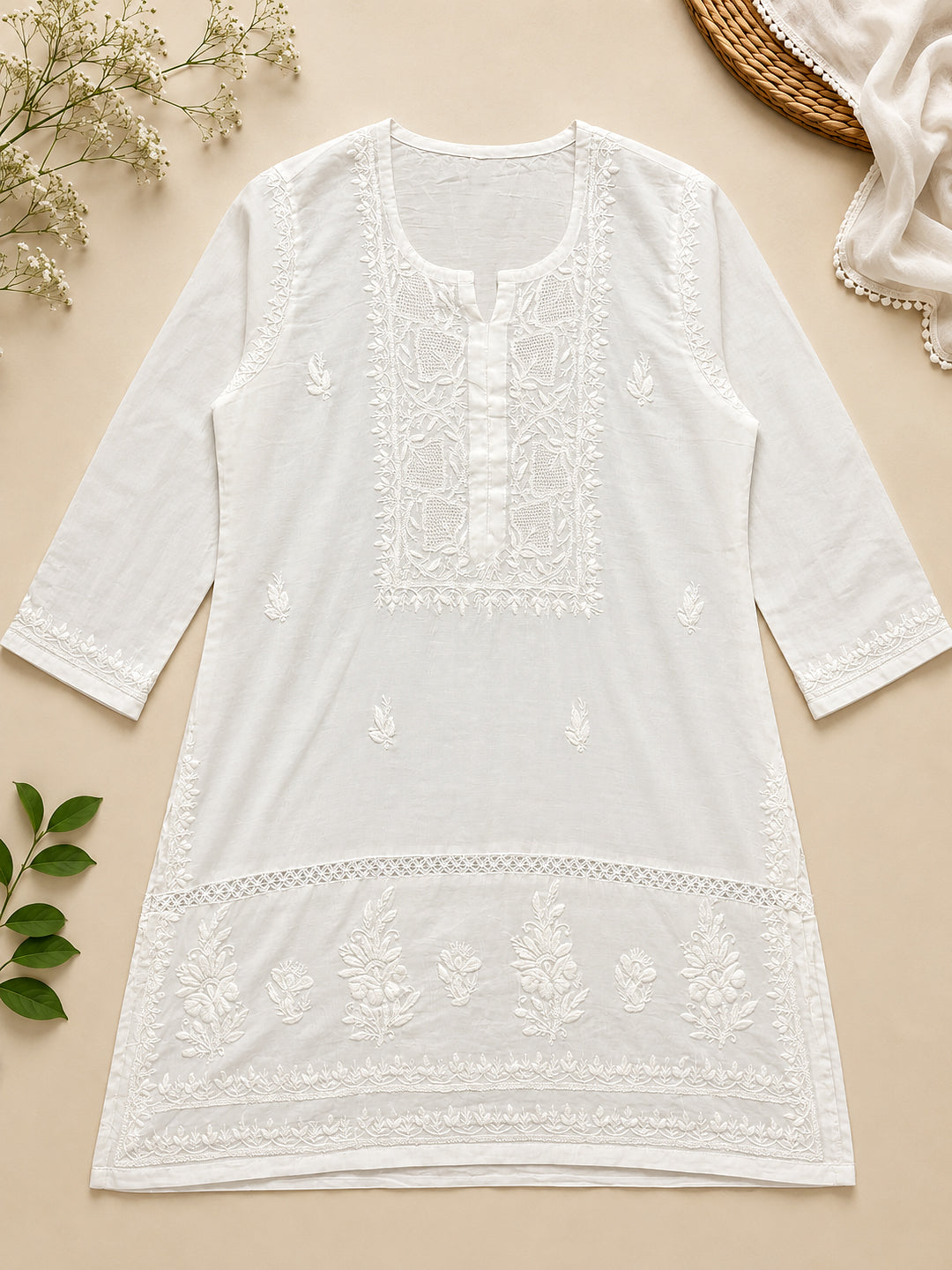 Comfortable regular wear kurti for women featuring authentic Chikankari craftsmanship with soft texture and versatile ethnic fashion appeal