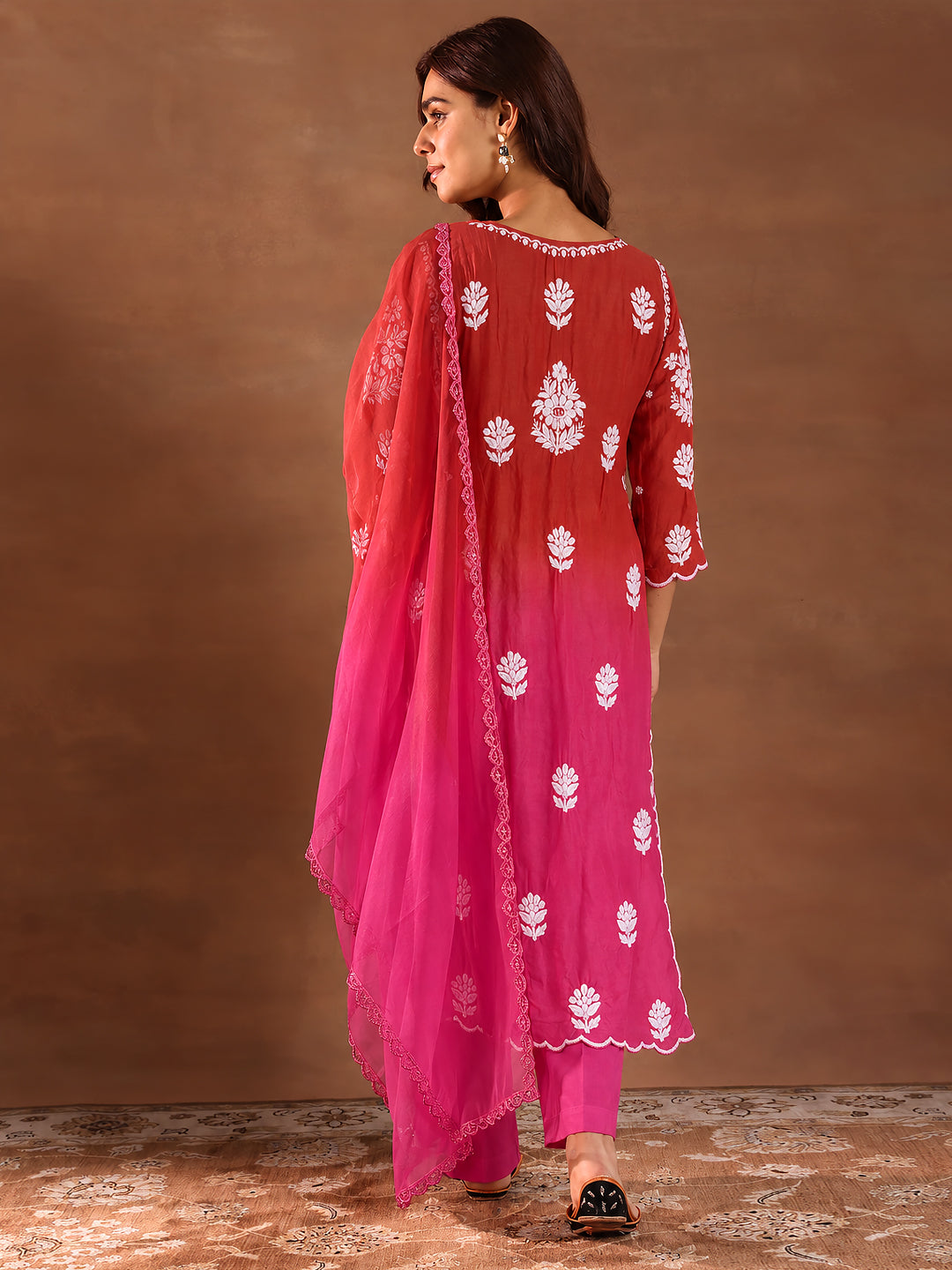 Festive Wear Muslin Chikankari Kurta Set with Dupatta
