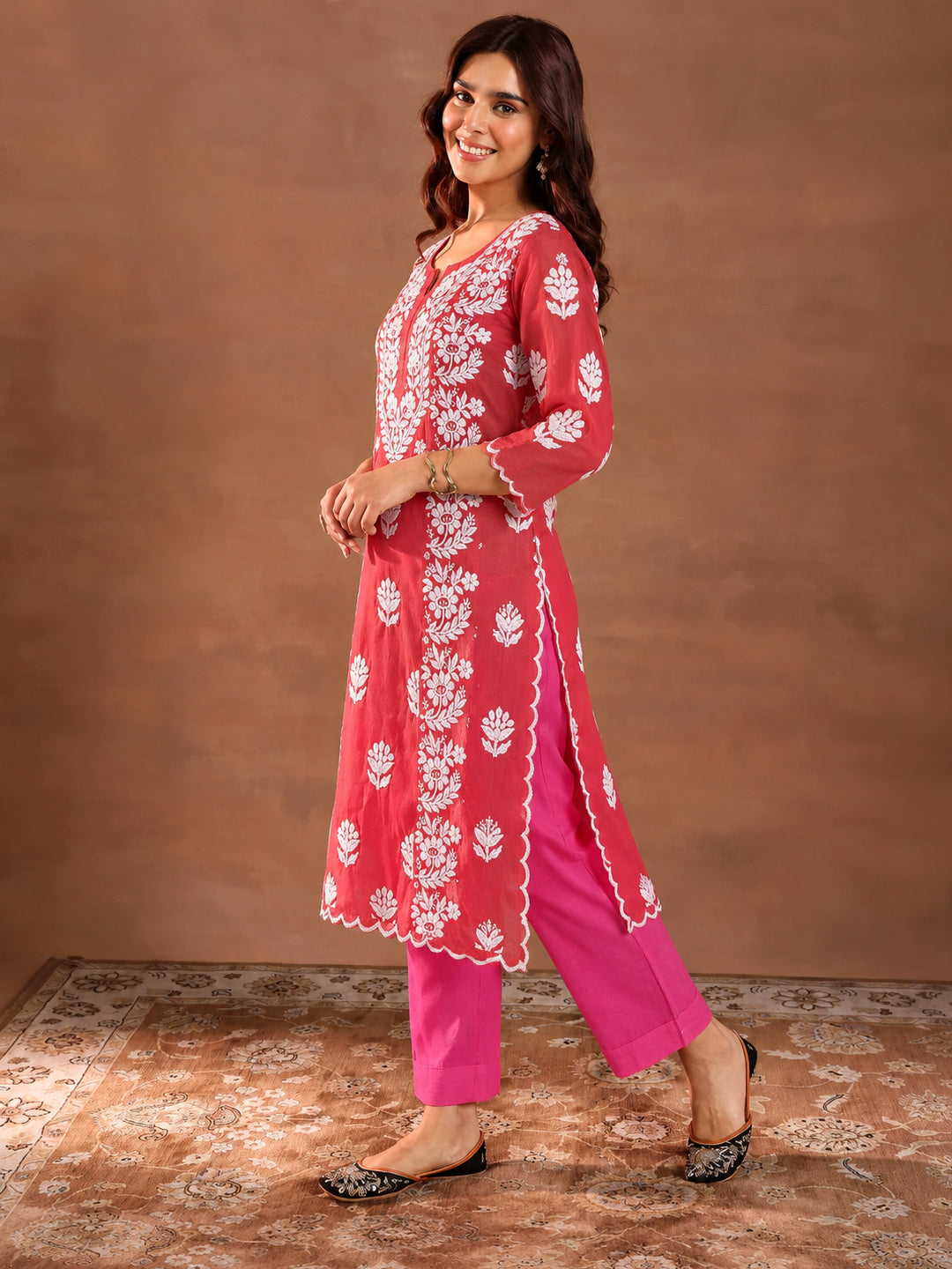 Festive Wear Muslin Chikankari Kurta Set with Dupatta