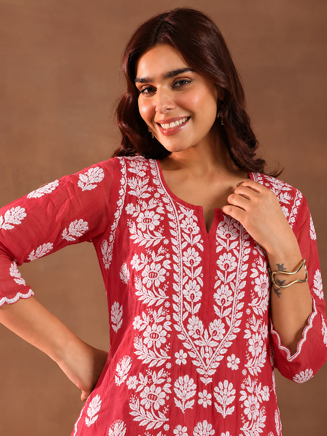 Festive Wear Muslin Chikankari Kurta Set with Dupatta