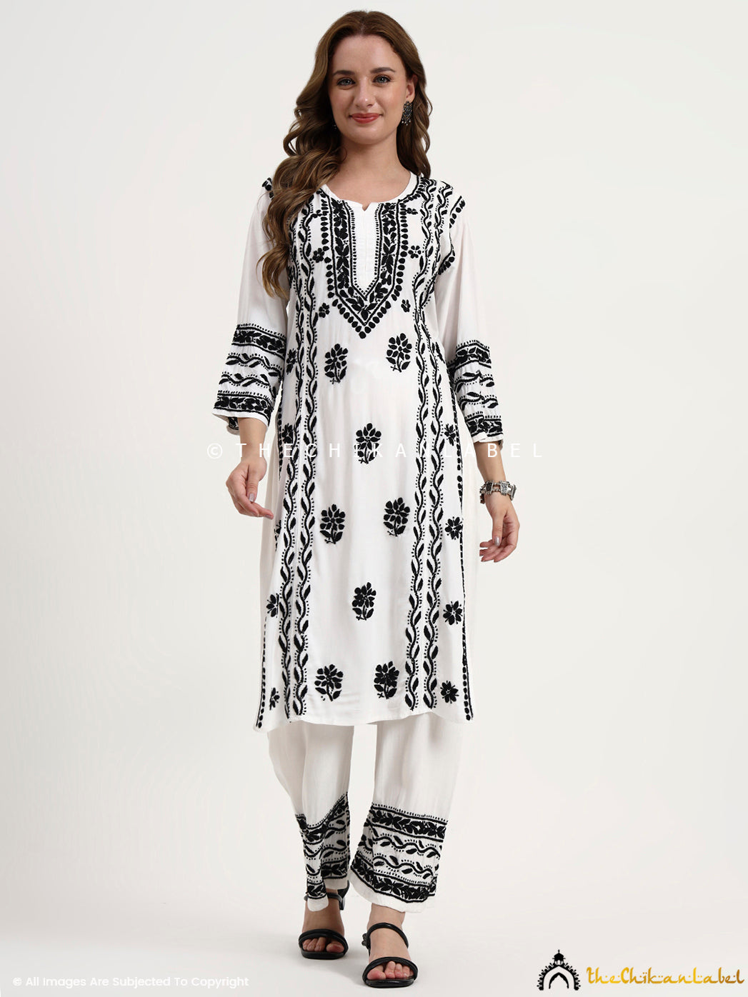 Mariam Rayon Chikankari Kurta Set - White