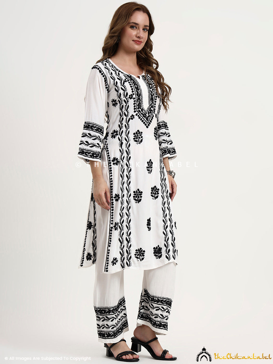 Mariam Rayon Chikankari Kurta Set - White