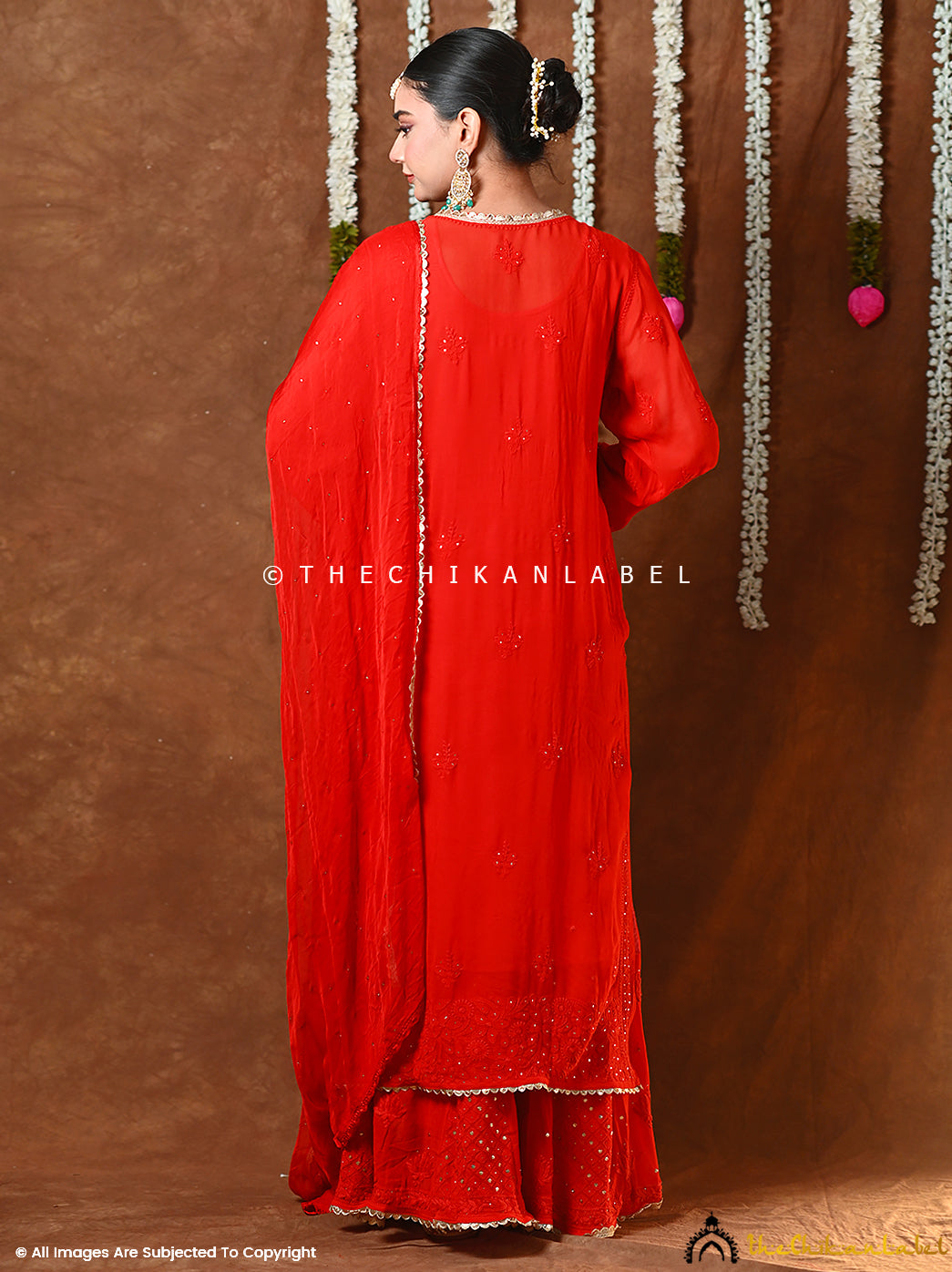 Trending festive wear chikankari kurta sharara set with mukaish embroidery and flowy dupatta.