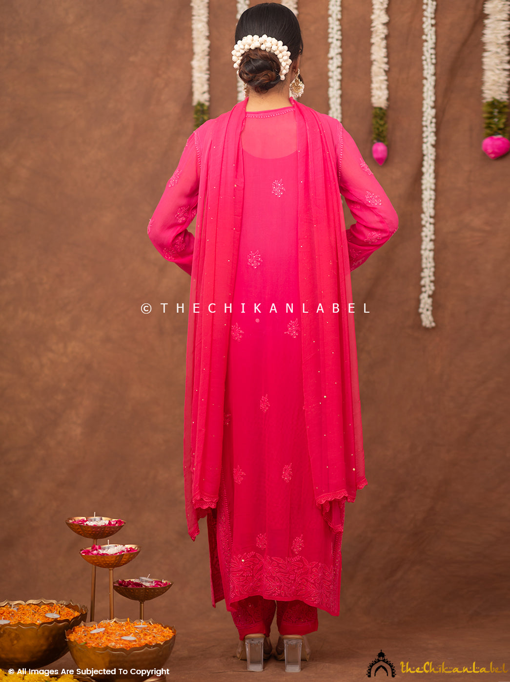 Miraya Chikankari Viscose Kurta Set with Dupatta - Pink