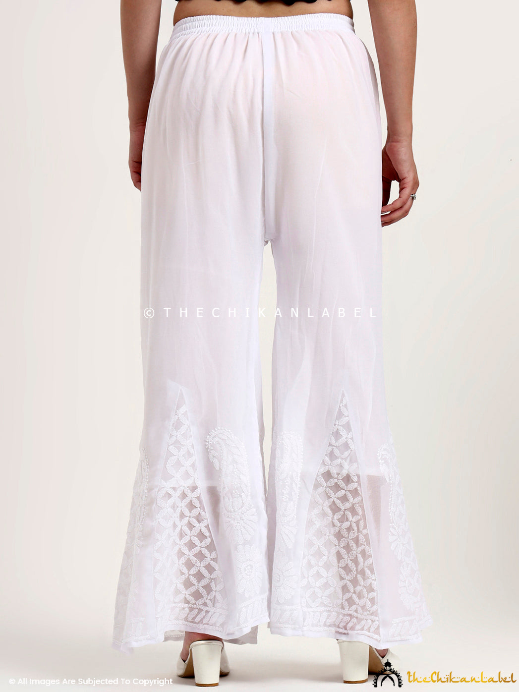White Areeba Georgette Chikankari Sharara