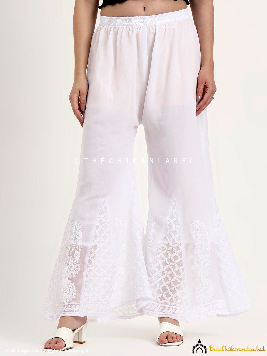 White Areeba Georgette Chikankari Sharara