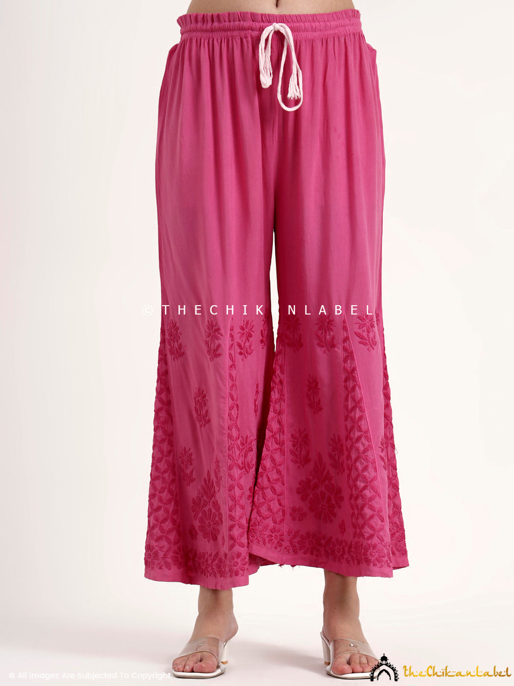 Nazakat Rayon Chikankari Kurti Set - Hot Pink