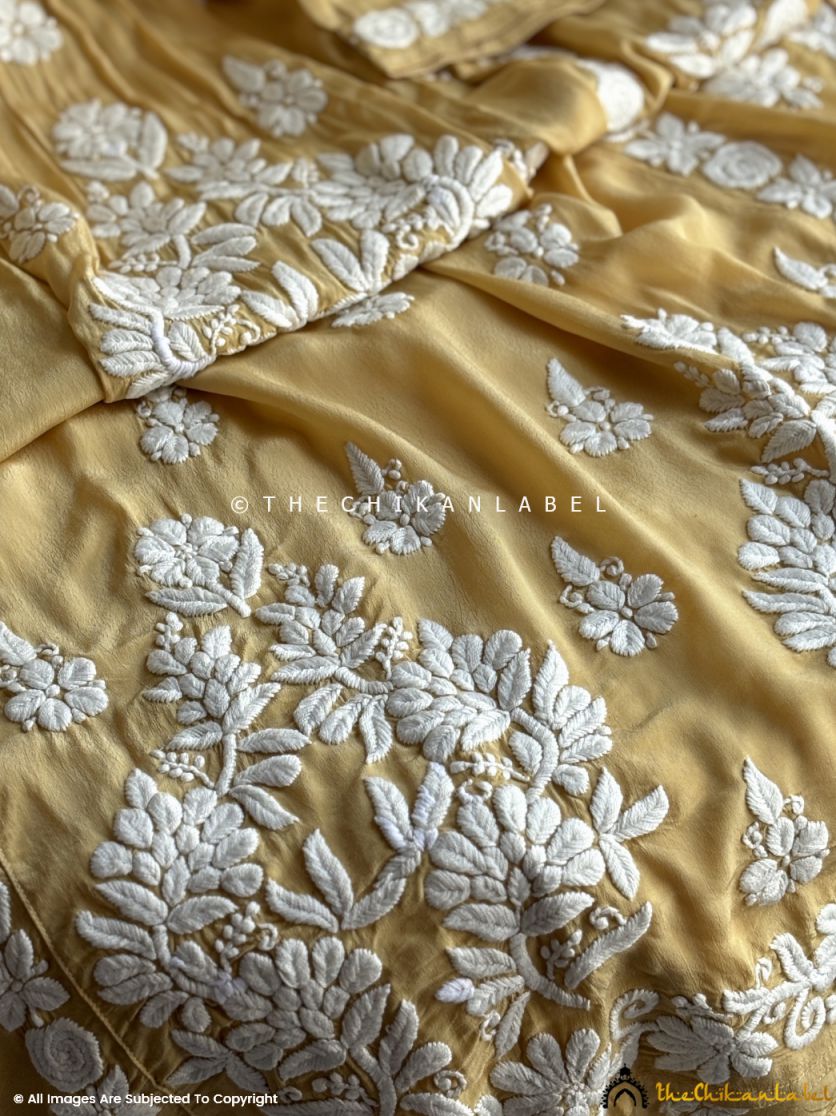 Mustard Jiyana Crepe Straight Chikankari Kurti