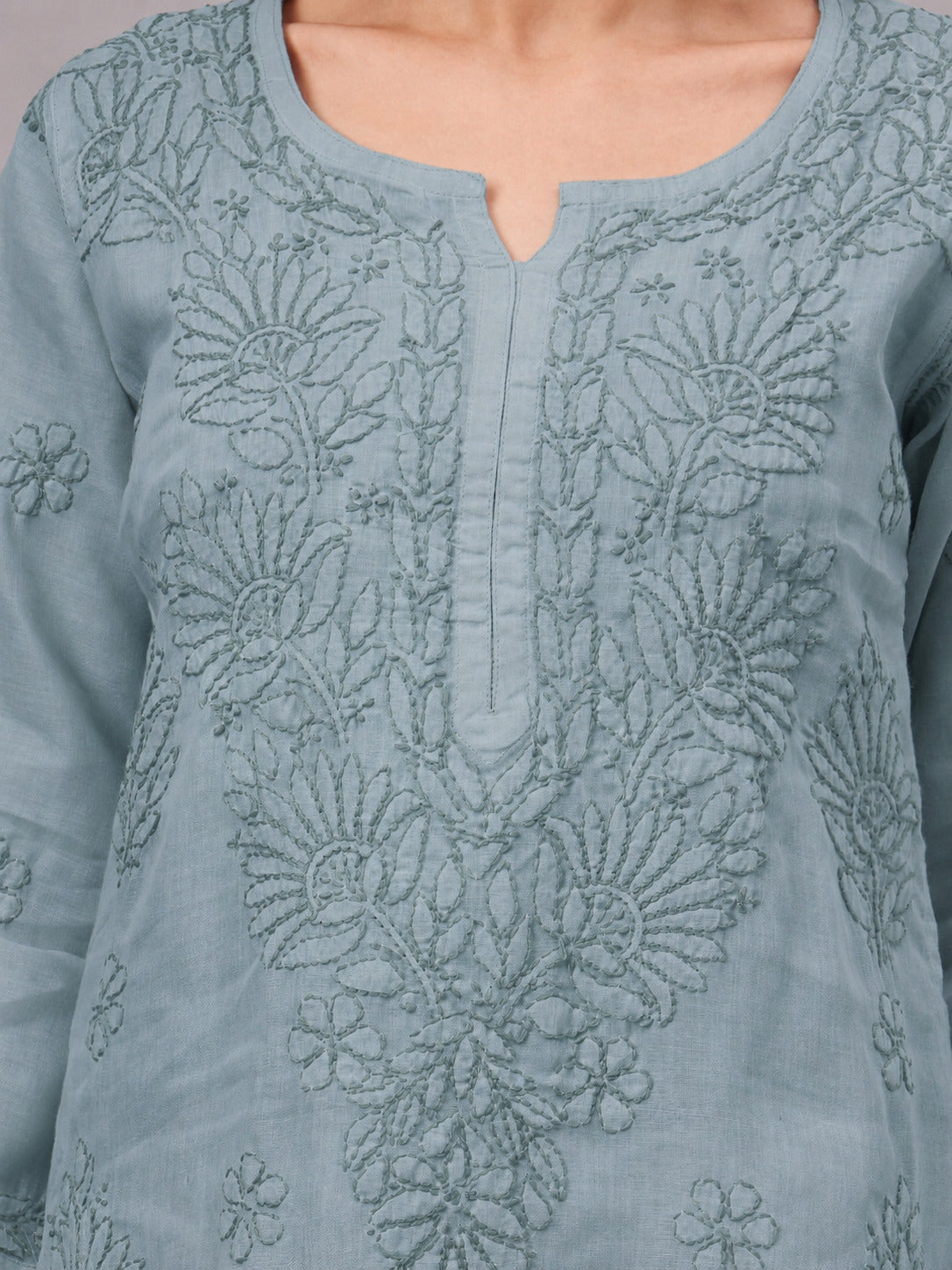 Comfortable regular wear Chikankari Kurta made from premium cotton fabric with handcrafted embroidery and an attached inner for enhanced comfort and coverage.