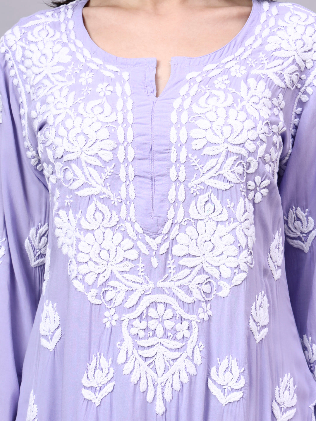 Designer Chikankari Kurta Set crafted by skilled artisans with detailed embroidery patterns, straight kurti silhouette, and coordinated palazzo for a complete ethnic look.