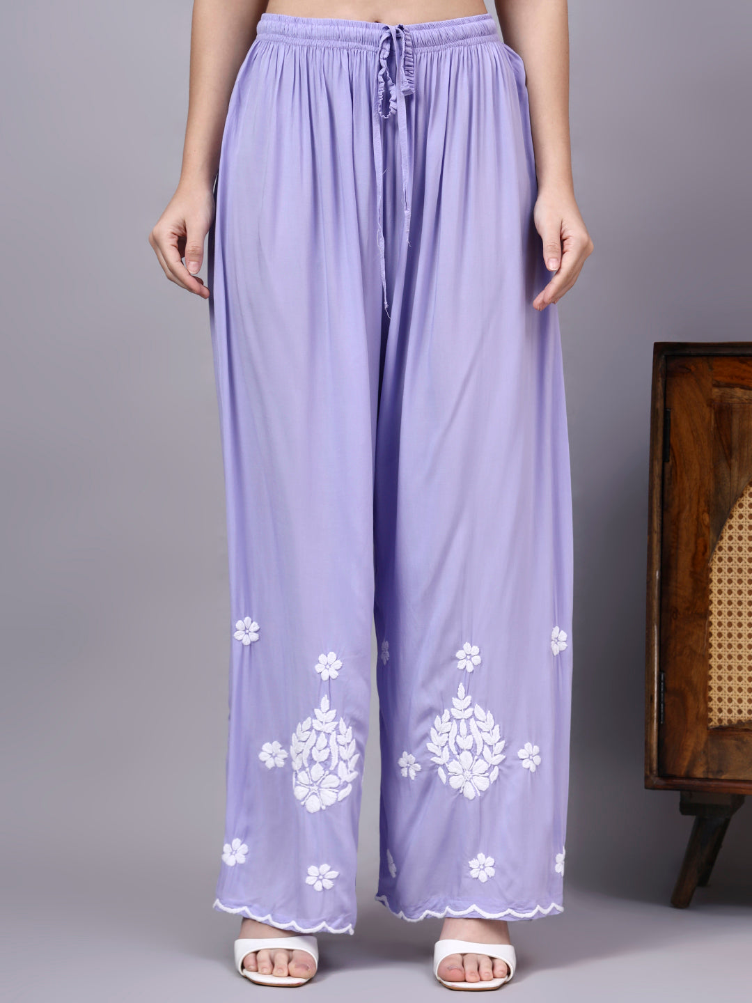 Women's Modal Straight Kurti Palazzo Set featuring authentic Chikankari artistry, breathable comfort, and a timeless design suitable for work, travel, and celebrations.