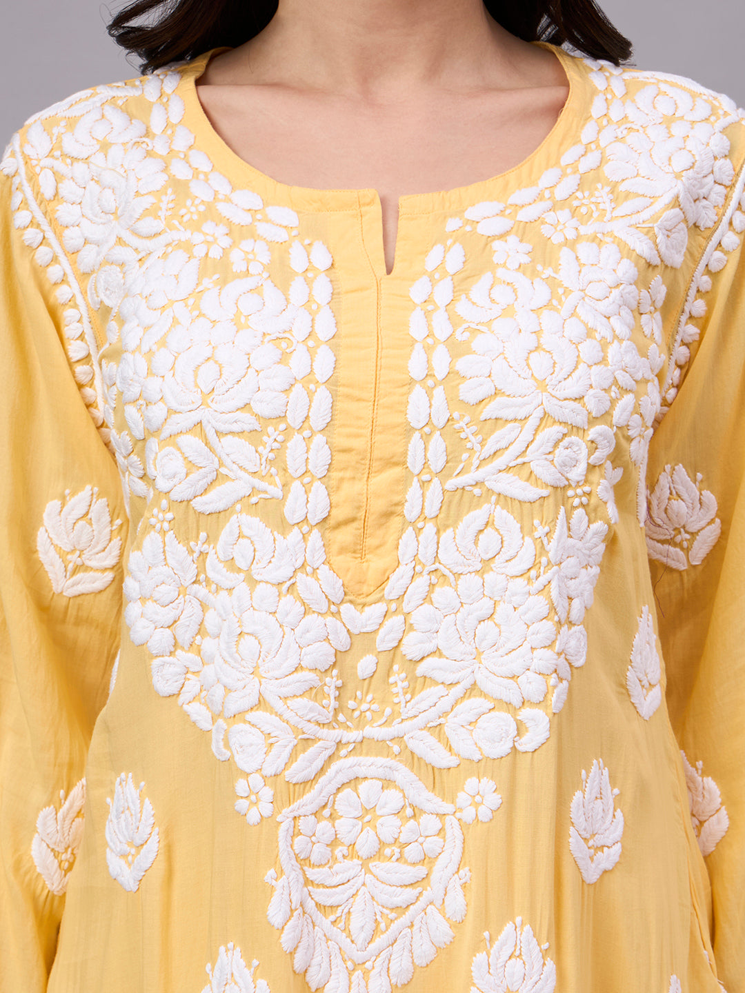 Elegant trending Chikankari set crafted with traditional embroidery techniques, premium modal fabric, straight kurti design, and coordinated palazzo for effortless ethnic fashion.