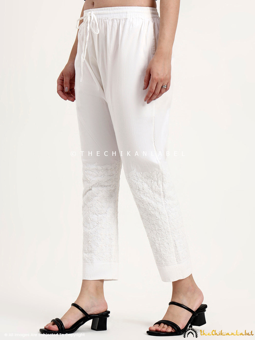 Women’s cotton chikankari pant ideal for office wear, festive occasions, and daily wear.