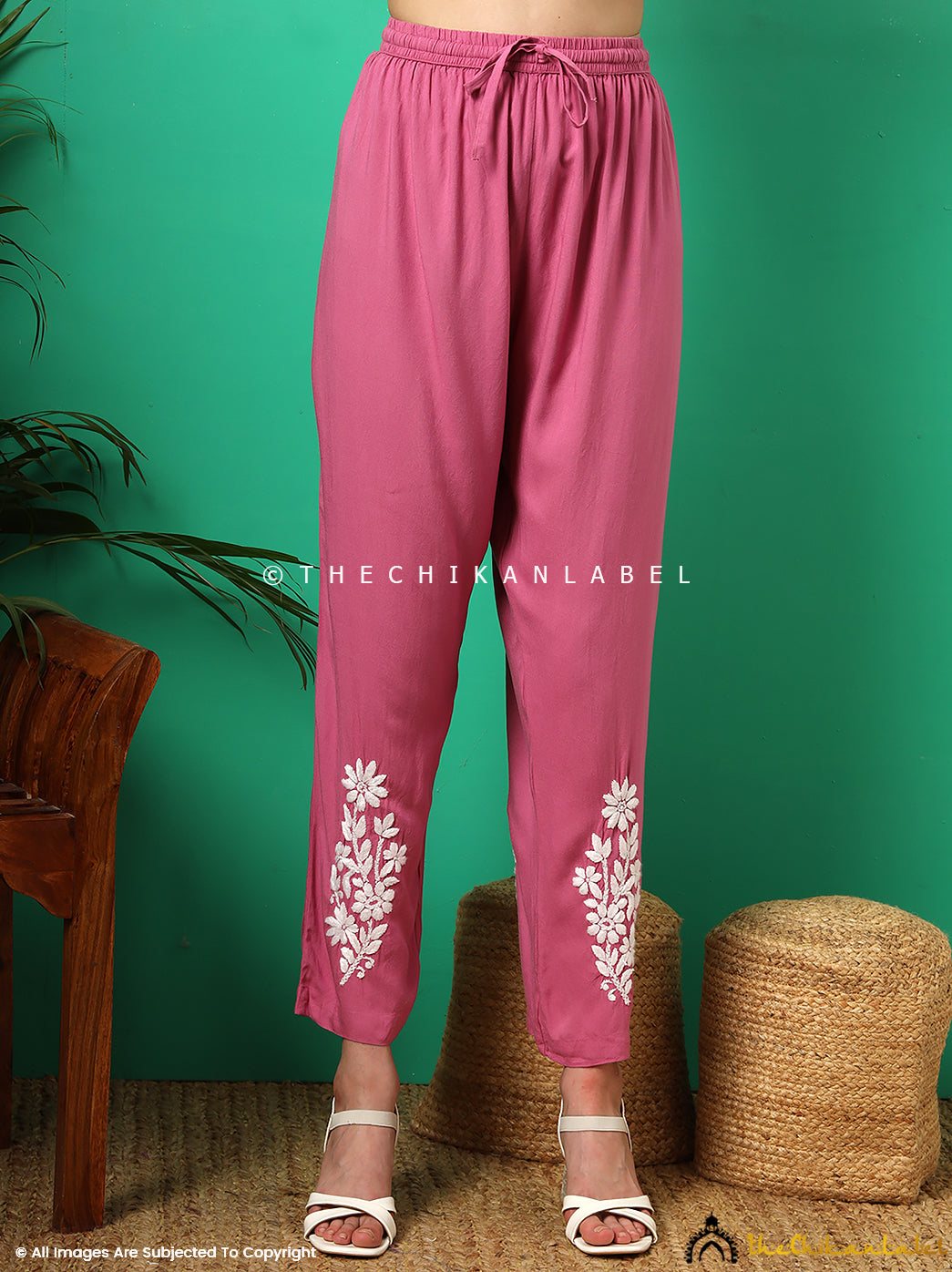 Onion Pink Anvika Rayon Chikankari Co-ord Set