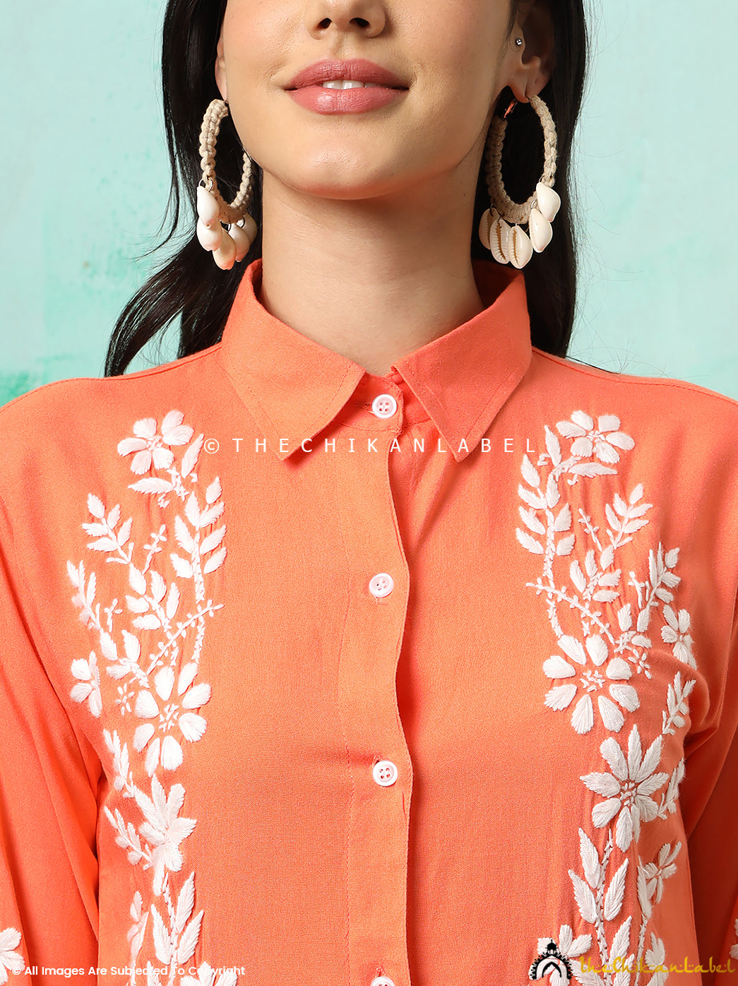 Orange Anvika Rayon Chikankari Co-ord Set