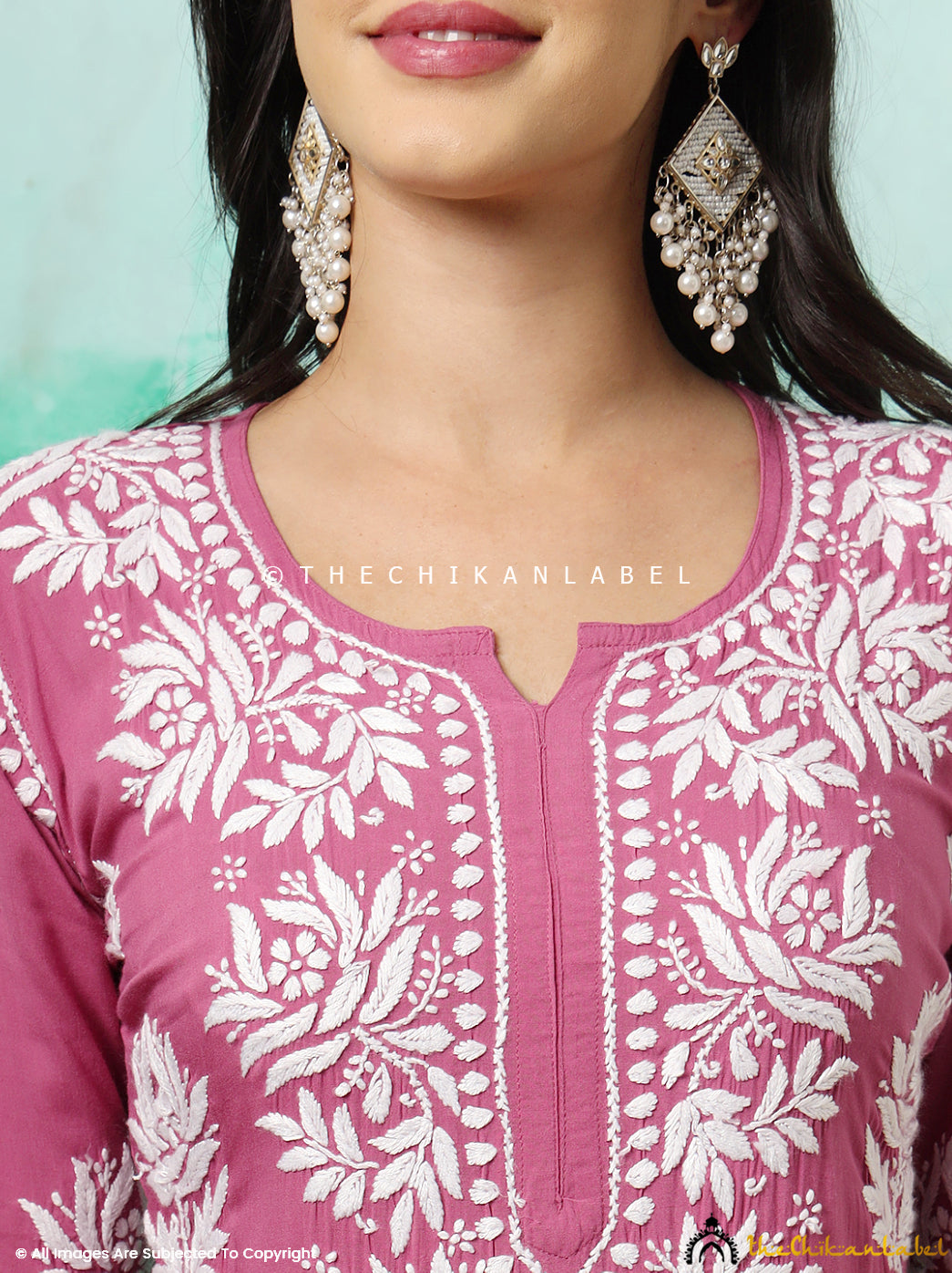 Peach Tanvi Modal Chikankari Straight Kurti