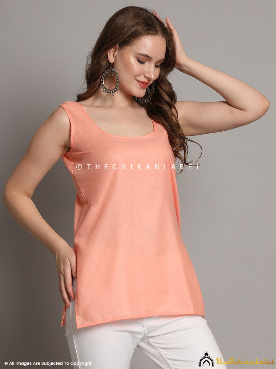 Peach Cotton Short Inner for Kurti & Kurta