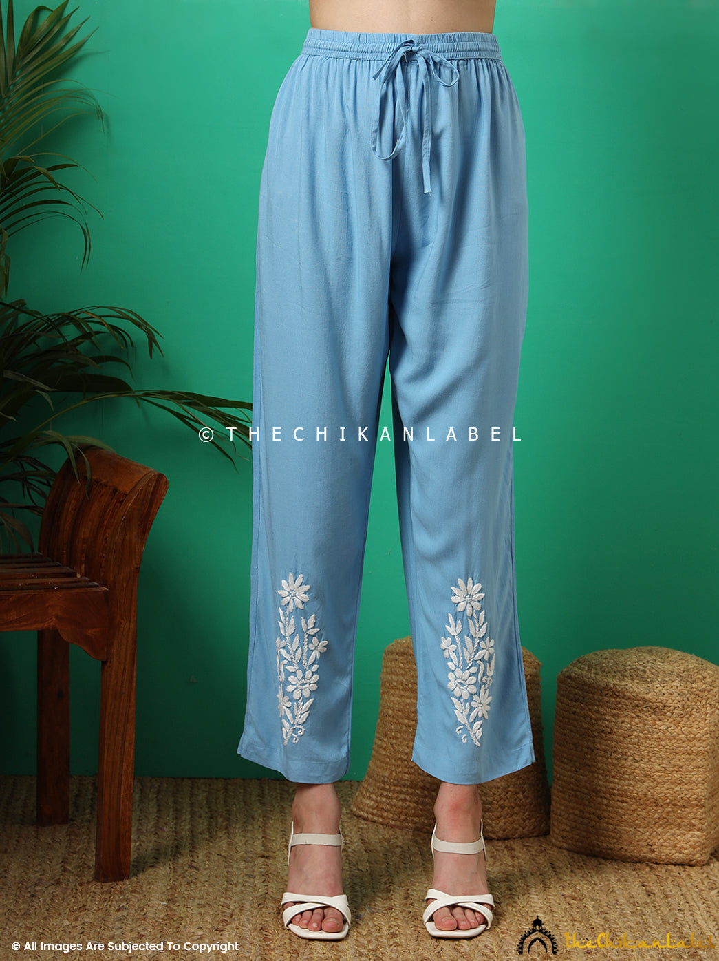 Powder Blue Anvika Rayon Chikankari Co-ord Set