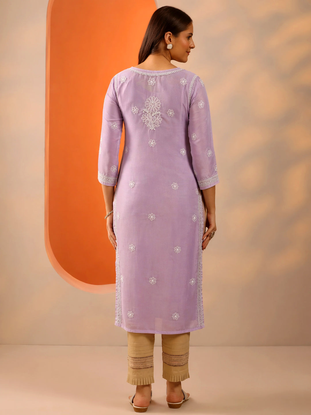 Elegant cotton straight kurti showcasing traditional chikankari work ideal for office wear and casual styling