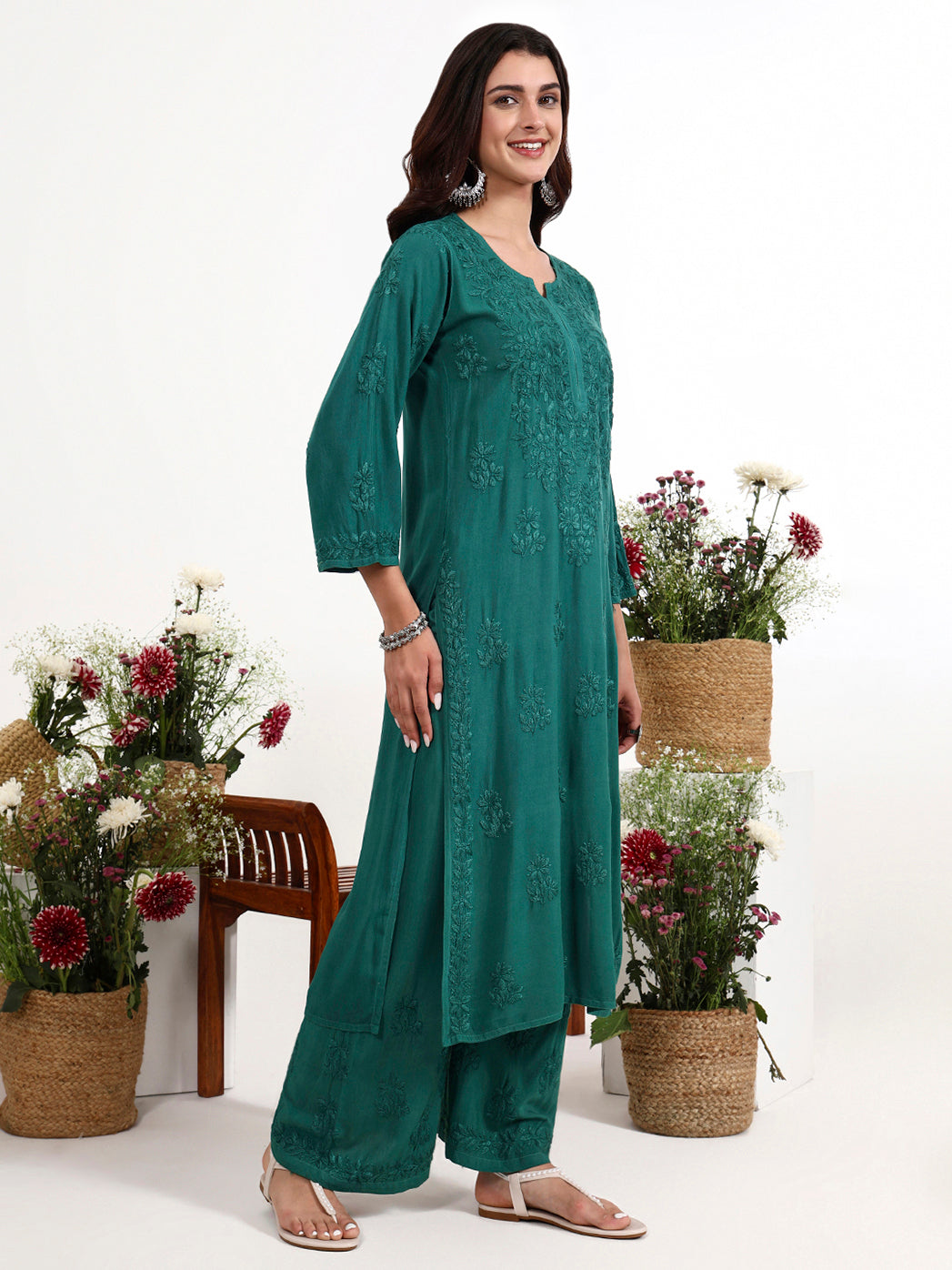Graceful chikankari kurta set showcasing traditional craftsmanship with modern silhouette