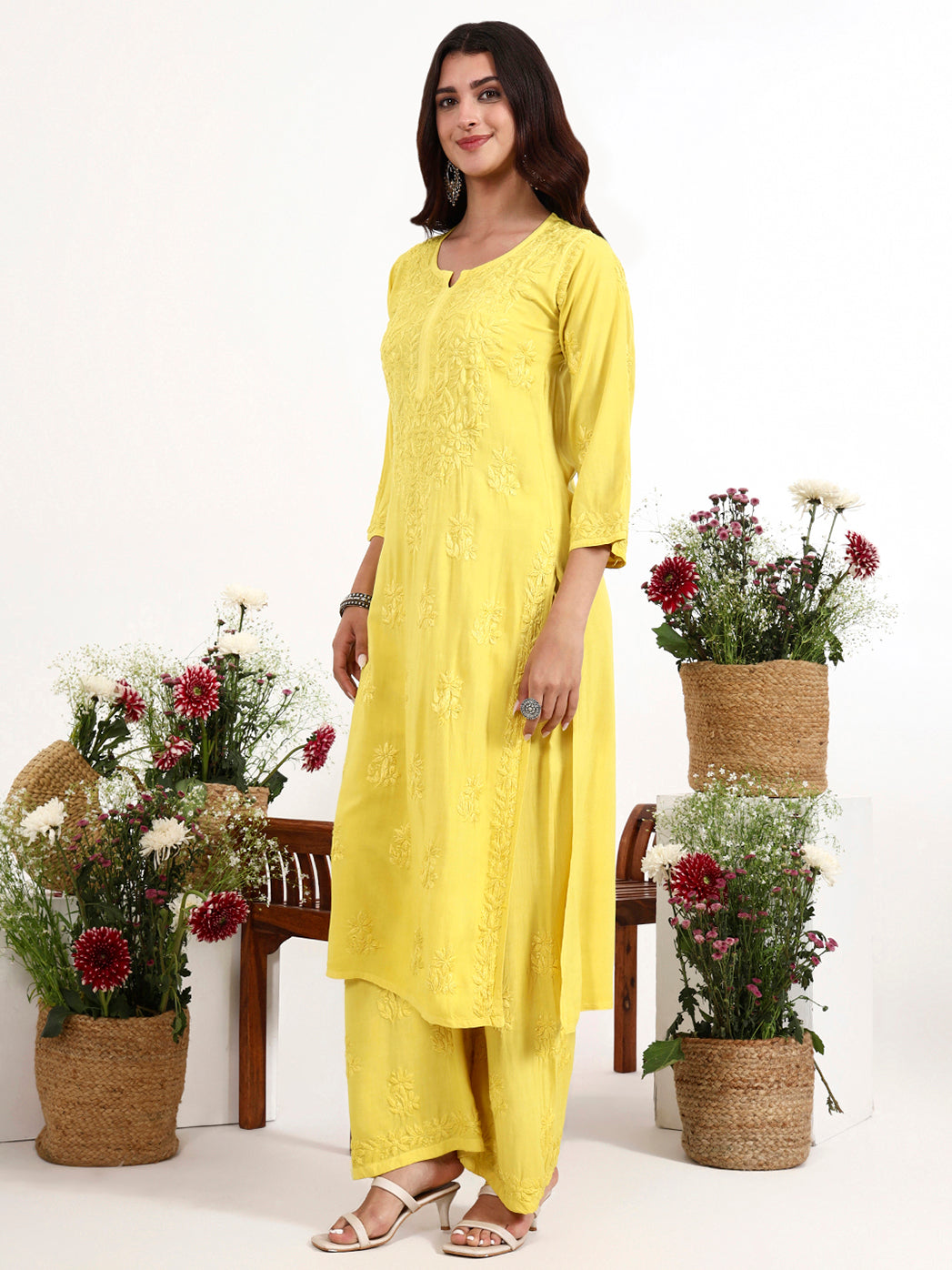Graceful chikankari kurta set showcasing traditional craftsmanship with modern silhouette