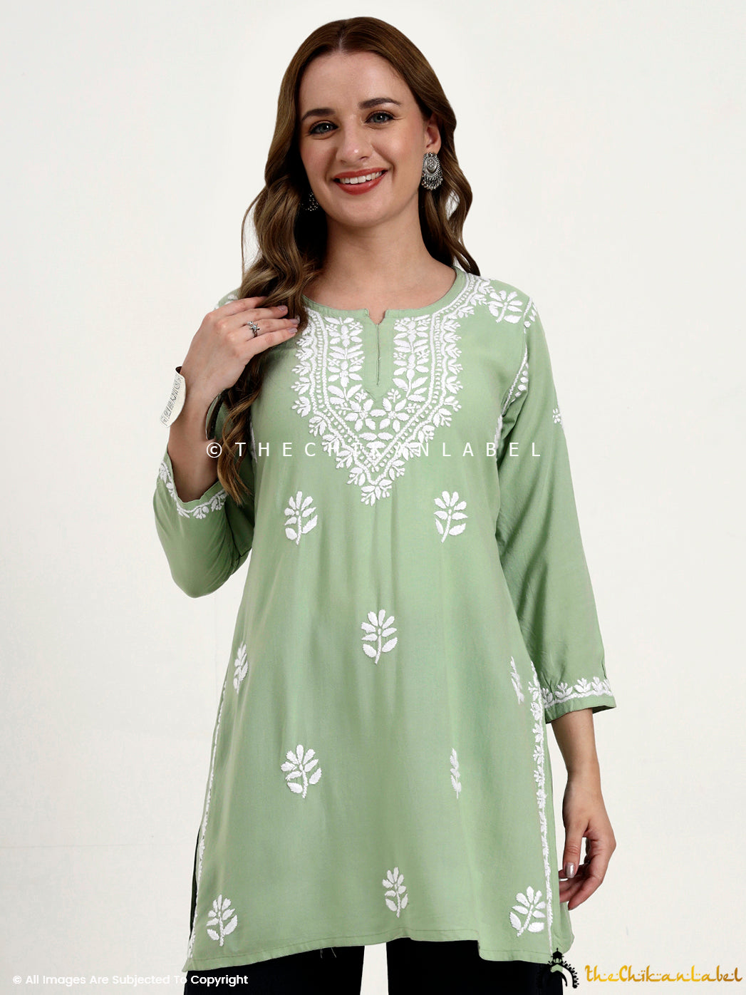 Everyday rayon chikankari short top designed for comfort and traditional appeal.