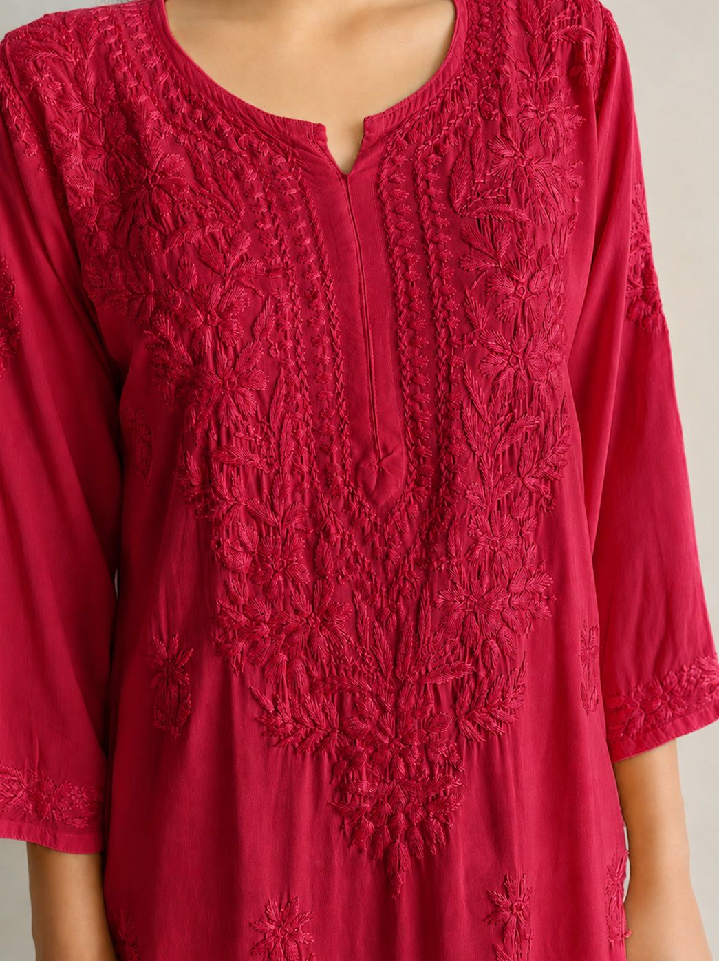 Comfortable straight kurti palazzo set with traditional chikankari embroidery, flowy rayon fabric and coordinated bottoms for modern ethnic wardrobes.
