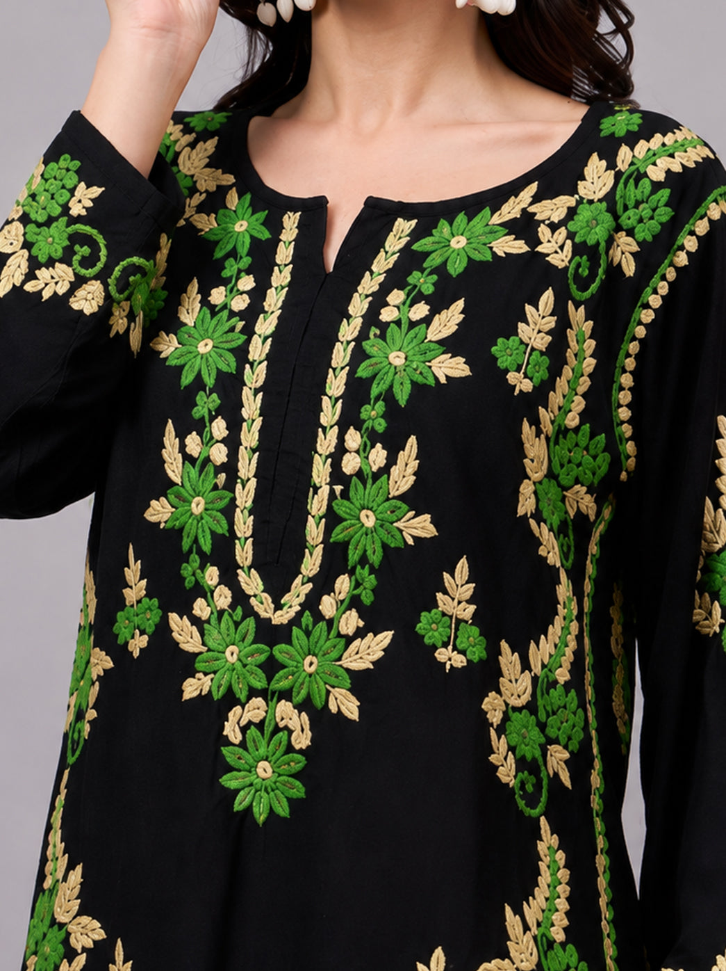 Rania Rayon Chikankari Straight Kurta - Beige