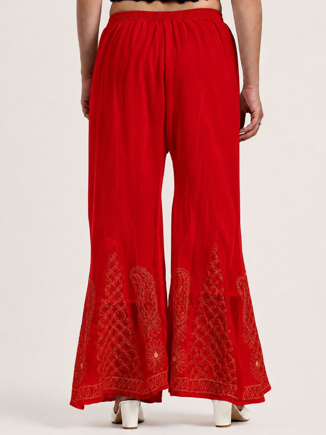 Red Areeba Georgette Chikankari Sharara