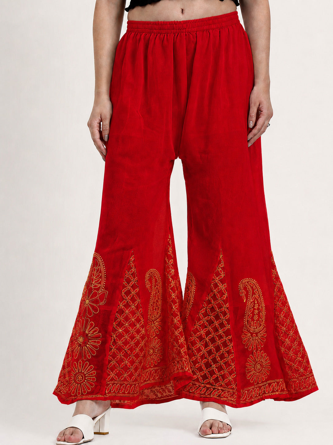 Red Areeba Georgette Chikankari Sharara
